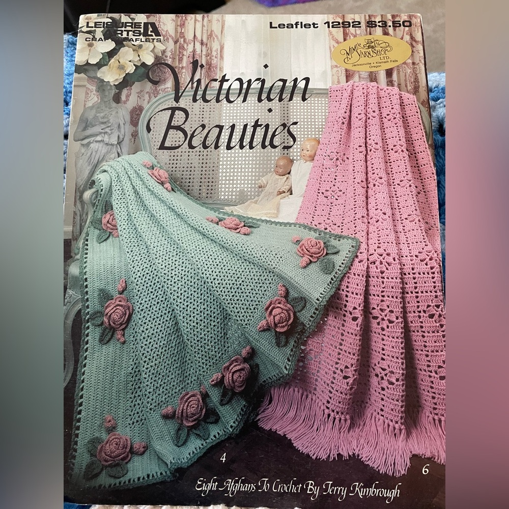 Leisure Arts Victorian Beauties Crochet Pattern - Mint & Pink Afghans
